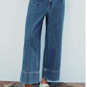 Classic Blue Wide-Leg cropped Jeans